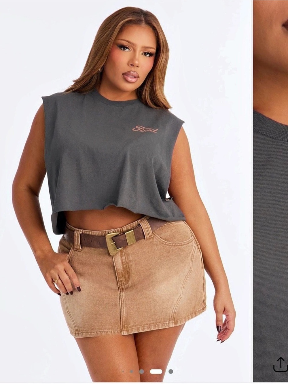 Ford Bronco Graphic Muscle Tank Top Cropped Gray